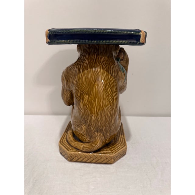 Mid 20th Century Vintage Majolica Monkey Figural Pedestal Stand For Sale - Image 5 of 10