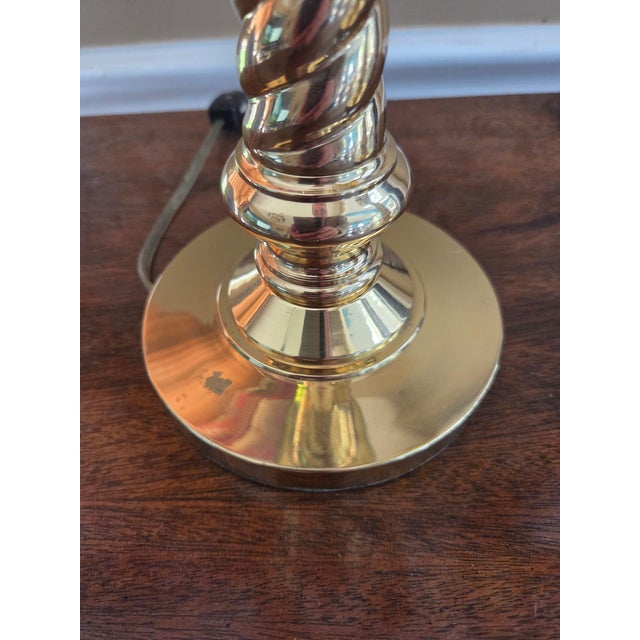 Vintage Barley Twist Brass Lamps - A Pair For Sale - Image 16 of 17