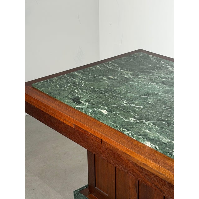 Art Deco Dining Table with Green Marble Top For Sale - Image 4 of 7