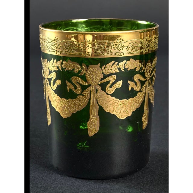 Glass Mid-Century Modern Green Colored Glasses, 1940s, Set of 6 For Sale - Image 7 of 9