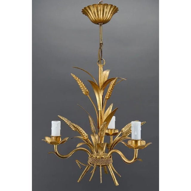 Mid-Century Modern Golden Pendant with Ears of Wheat, 1960s For Sale - Image 3 of 13