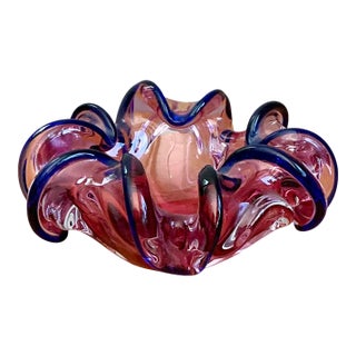 Murano Pink and Blue Glass Bowl For Sale