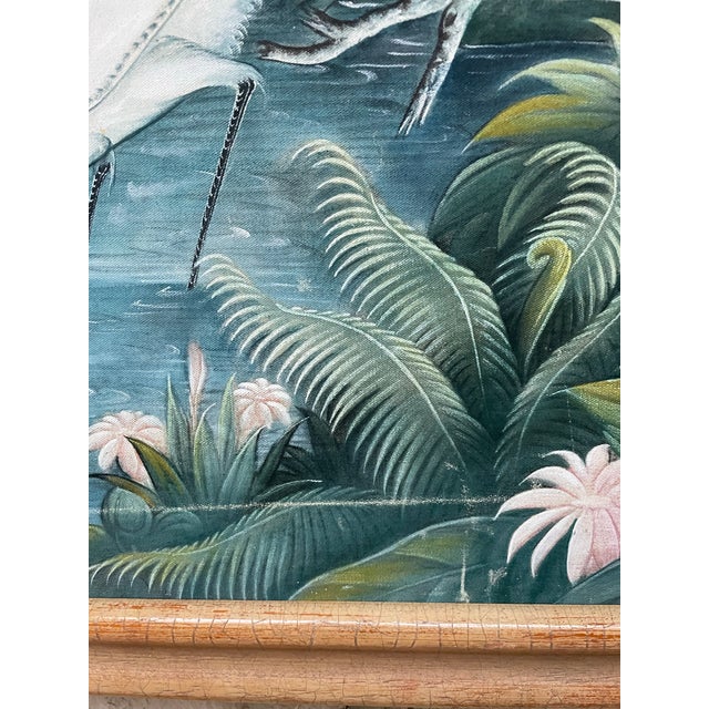 Wood Vintage Balinese Tropical Bird Painting For Sale - Image 7 of 8