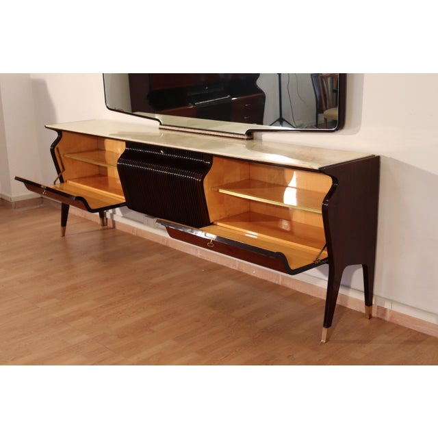 Osvaldo Borsani Mid-Century Credenza in Mahogany, Rosewood and Onyx by Osvaldo Borsani, Italy, 1950s For Sale - Image 4 of 18