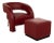 Set of Formenti Wave Leather Armchairs in Red with Stool For Sale