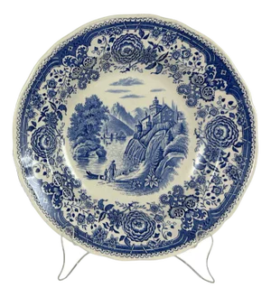 Burgenland Blue Rimmed Soup Dinner Bowl in Porcelain from Villeroy & Boch, Germany