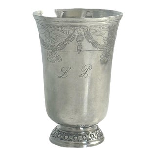 Antique French Paris Large Sterling Silver Beaker Goblet or Cup | 18th C For Sale