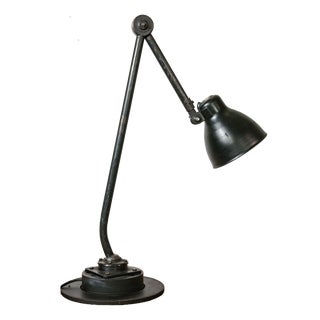 Industrial Two-Arm Machine Lamp on Brake Disc Base from Philips, Netherlands, 1940s For Sale