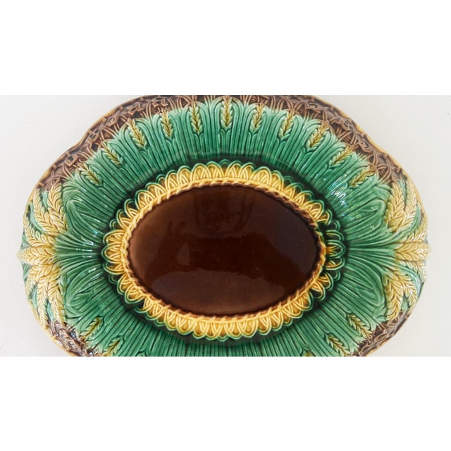 English Antique 19thC Majolica Wheat Bread TrayPlatter C1880s For Sale - Image 3 of 8