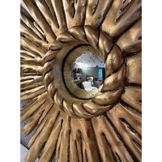 Carved Gilt Wood Sunburst Mirror, 2000s For Sale - Image 3 of 8