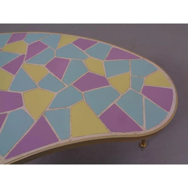 German Ceramic Metal & Mosaic Kidney Side Table, 1950s For Sale - Image 12 of 18