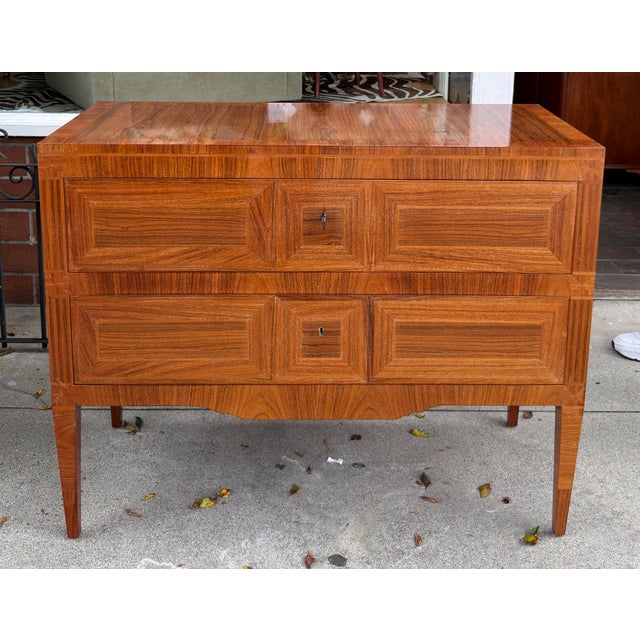 Neoclassical 1 of 2 Dessin Fournir Neoclassical Style Burl Wood Inlaid Chest of Drawers For Sale - Image 3 of 8