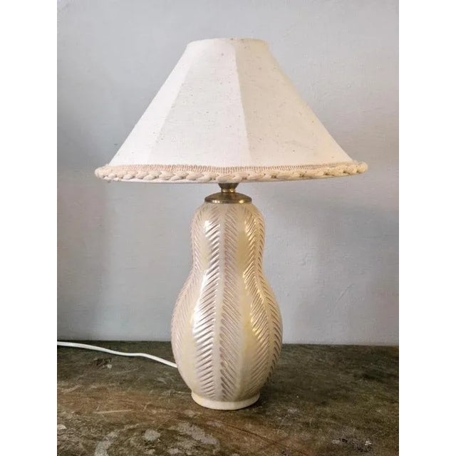 Swedish Modern Table Lamp with Ceramic Base attributed to Anna-Lisa Thomson fir Upsala Ekeby, 1950s For Sale - Image 6 of 14