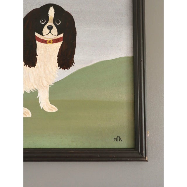 Paint Contemporary 'King Charles Spaniel' Original Naive Style Animal Mini Oil Painting by British Artist Matt Rix, Framed For Sale - Image 7 of 12