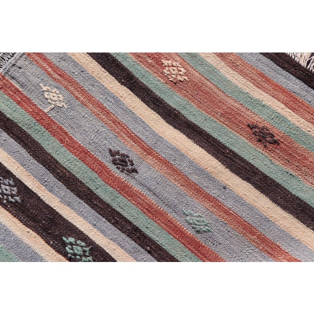 Vintage Turkish Kilim in Multi Colors and Geometric Tribal Motifs For Sale - Image 10 of 10