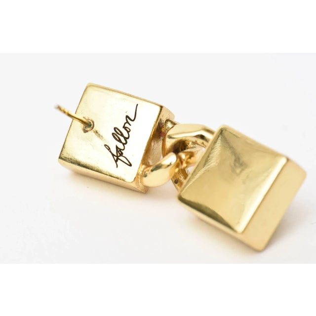 Signed Fallon Sculptural Pierced Earrings, 1990's For Sale - Image 9 of 10
