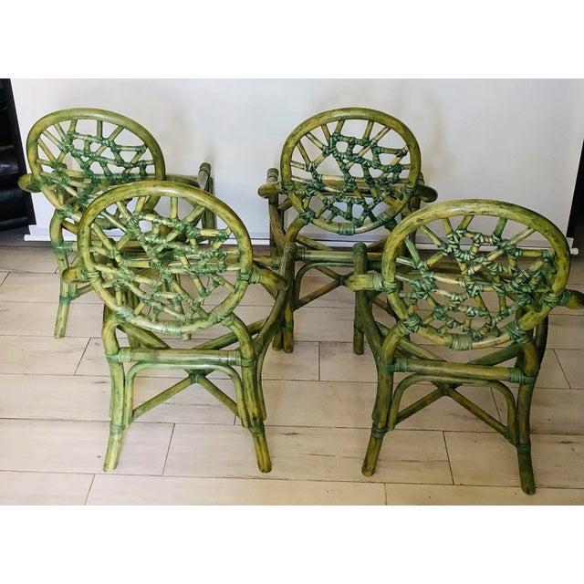 McGuire McGuire Cracked Ice Rattan Dining Set - Set of 5 For Sale - Image 4 of 11