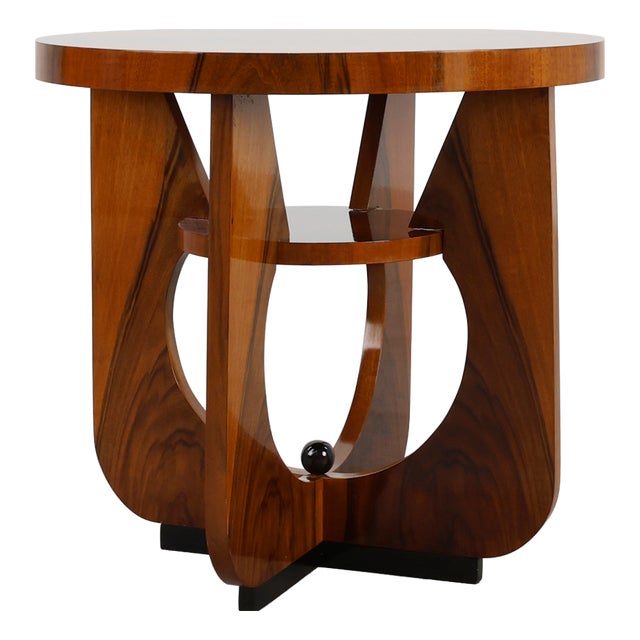 Art Deco Round Side Table in Wood, France, 1920s For Sale