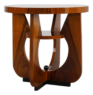 Art Deco Round Side Table in Wood, France, 1920s