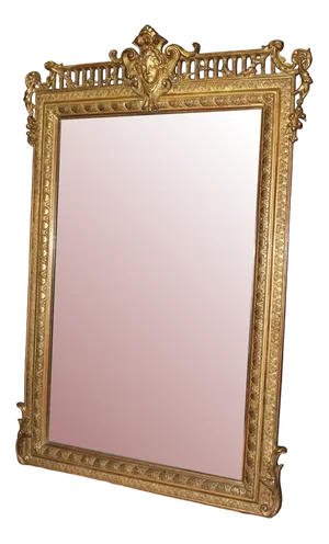 Napoleon Iii Period Mirror in Golden Stucco, 19th Century