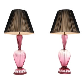 Large Italian Murano Glass Table Lamps, 1960, Set of 2 For Sale