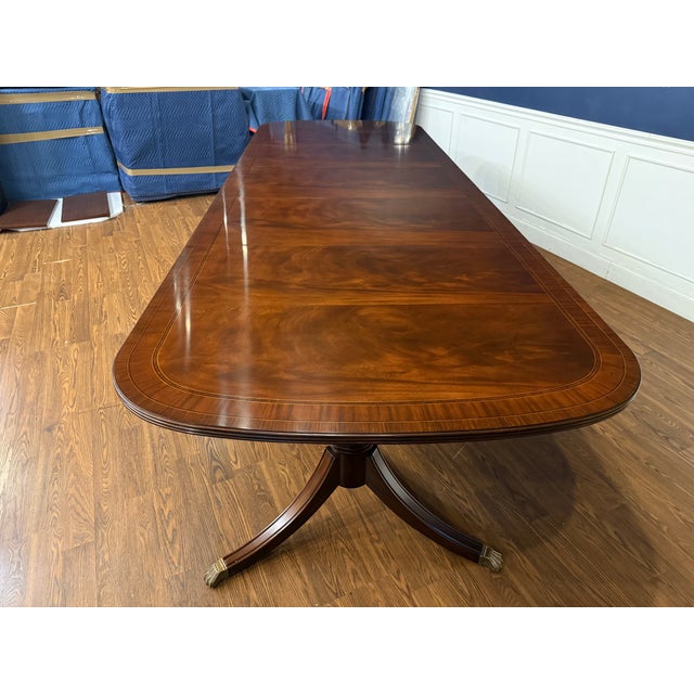 Georgian Style Multi-Banded Mahogany Dining Table by Leighton Hall - Showroom Sample For Sale - Image 13 of 18