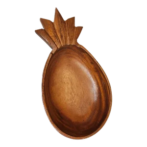 Vintage Monkeypod Wood Serving Friut Pineapple Bowl