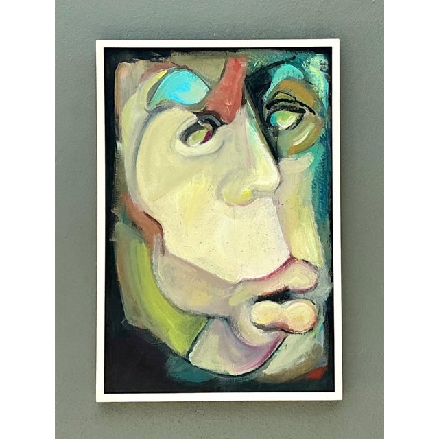 A captivating vintage Abstract Expressionist oil painting on canvas, this striking composition embodies the bold energy...