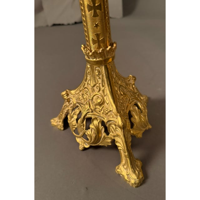 19th Century French Pair of Gothic Style Dore Bronze Candelabras, Circa 1850 For Sale In Indianapolis - Image 6 of 13