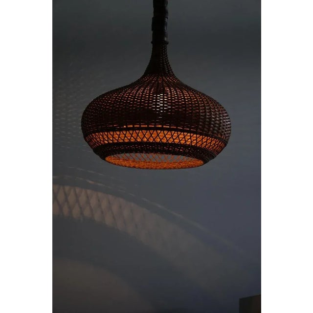 Wood Mid-Century Danish Rattan Pendant, 1960s For Sale - Image 7 of 11