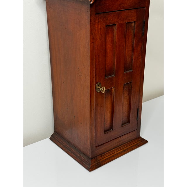 Mid-Century British Arts & Crafts Mahogany Indoor Post Box Cabinet, “Sentry Box” Form, Lock and Key Subject & Medium A...
