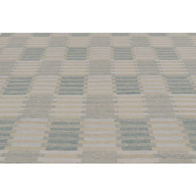 Rug & Kilim Rug & Kilim’s Scandinavian-Inspired Rug, Geometric Patterns in Blue & Cream For Sale - Image 4 of 10