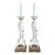 Vintage Carved Alabaster Floral Ring Candlestick Lamps - A Pair For Sale