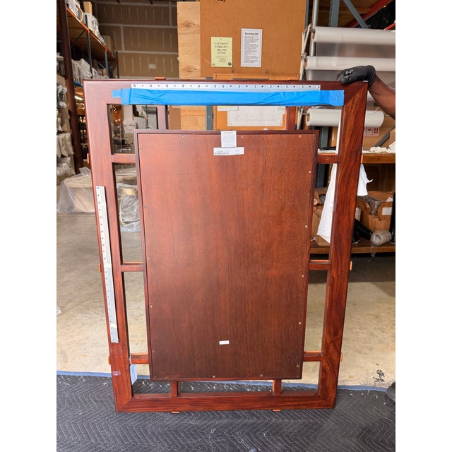 Contemporary Ralph Lauren Theodore Alexander Wood Frame Mirror With Leather Accents For Sale - Image 3 of 4