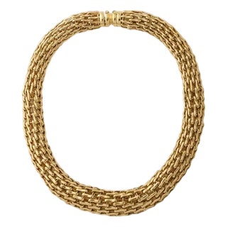 Solid 18 Kt. Gold Mesh Link Choker Continental For Sale