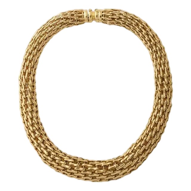 Solid 18 Kt. Gold Mesh Link Choker Continental For Sale