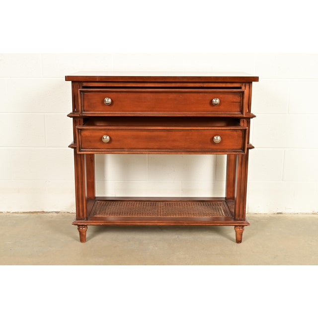 Late 20th Century Drexel Heritage French Regency Louis XVI Carved Mahogany and Cane Console Table or Server For Sale - Image 5 of 17
