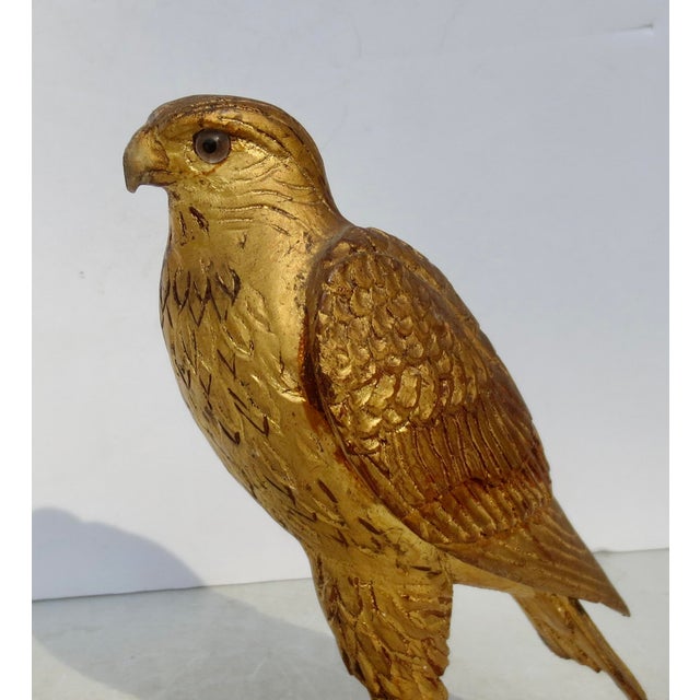 Egyptian Carved Gilt Wood Falcon Circa 1950s For Sale - Image 4 of 7