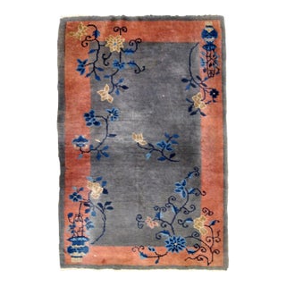 1920s, Handmade Antique Art Deco Chinese Rug 3.1' X 4.10' For Sale