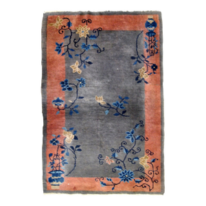 1920s, Handmade Antique Art Deco Chinese Rug 3.1' X 4.10'