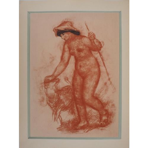 Auguste RENOIR (after) Shepherd and Lamb Lithograph and pastel in stencil (Jacomet process) Signed in the plate On Vellum...