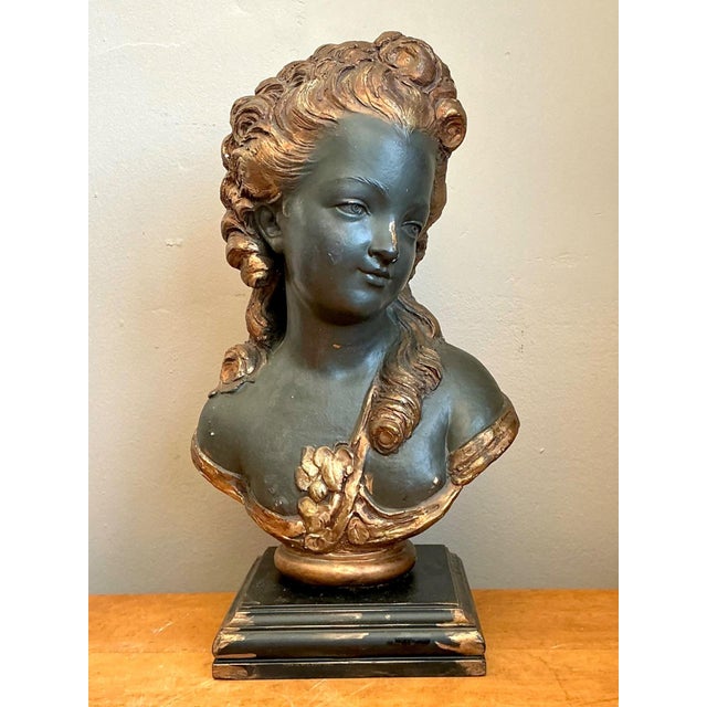 Vintage Gilt Tipped Carved Wood Female Bust For Sale - Image 15 of 18