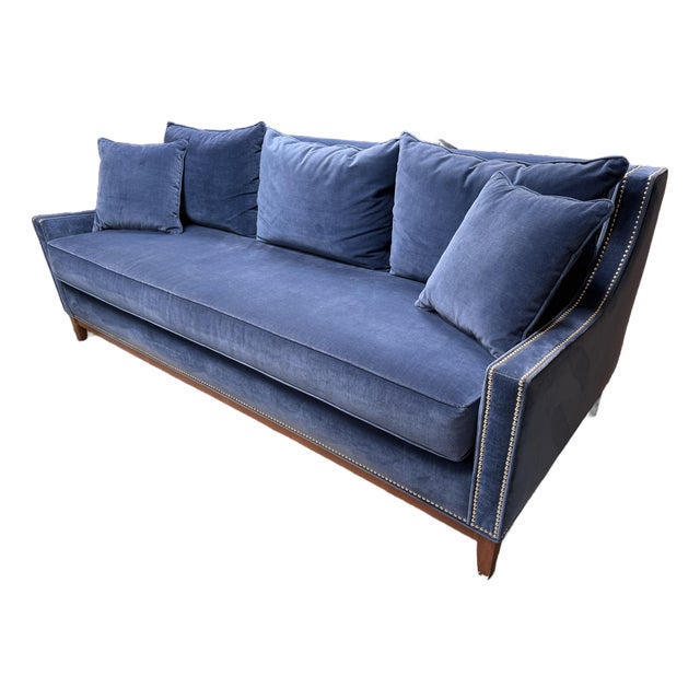 Nathan Anthony Bespoke Slope Arm Sofa, Navy For Sale