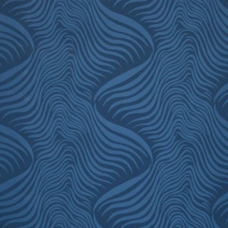 Sample - Schumacher Sauvage Wallpaper in Navy For Sale
