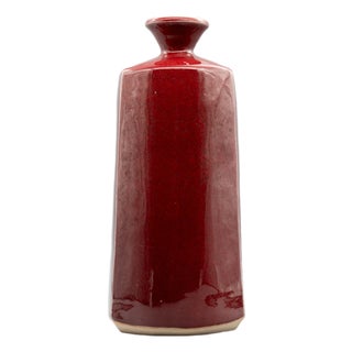 Cinnabar Red Shigaraki Bottle Vase Atsushi Yuba, Japan, 1980s For Sale