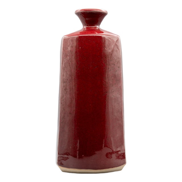 Cinnabar Red Shigaraki Bottle Vase Atsushi Yuba, Japan, 1980s For Sale