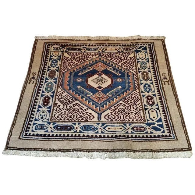 Early 20th Century Vintage Afghan Tribal Square Prayer Rug- 3′7″ × 3′8″ For Sale - Image 11 of 11