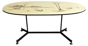 Mid-Century French Lacquered Metal and Brass Dining Table, 1960s