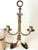 Large Florentine Gilt Iron Two-Light Table Lamp with Leather and Tapestry Shade, 1950s For Sale - Image 14 of 18