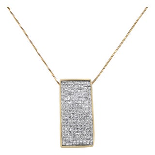 14K Yellow Gold Princess-Cut Diamond Pillar Pendant Necklace (1 5/8 cttw, H-I Color, SI1-SI2 Clarity) For Sale